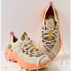 Sorel Kinetic Breakthru Sneakers - Cream and Orange